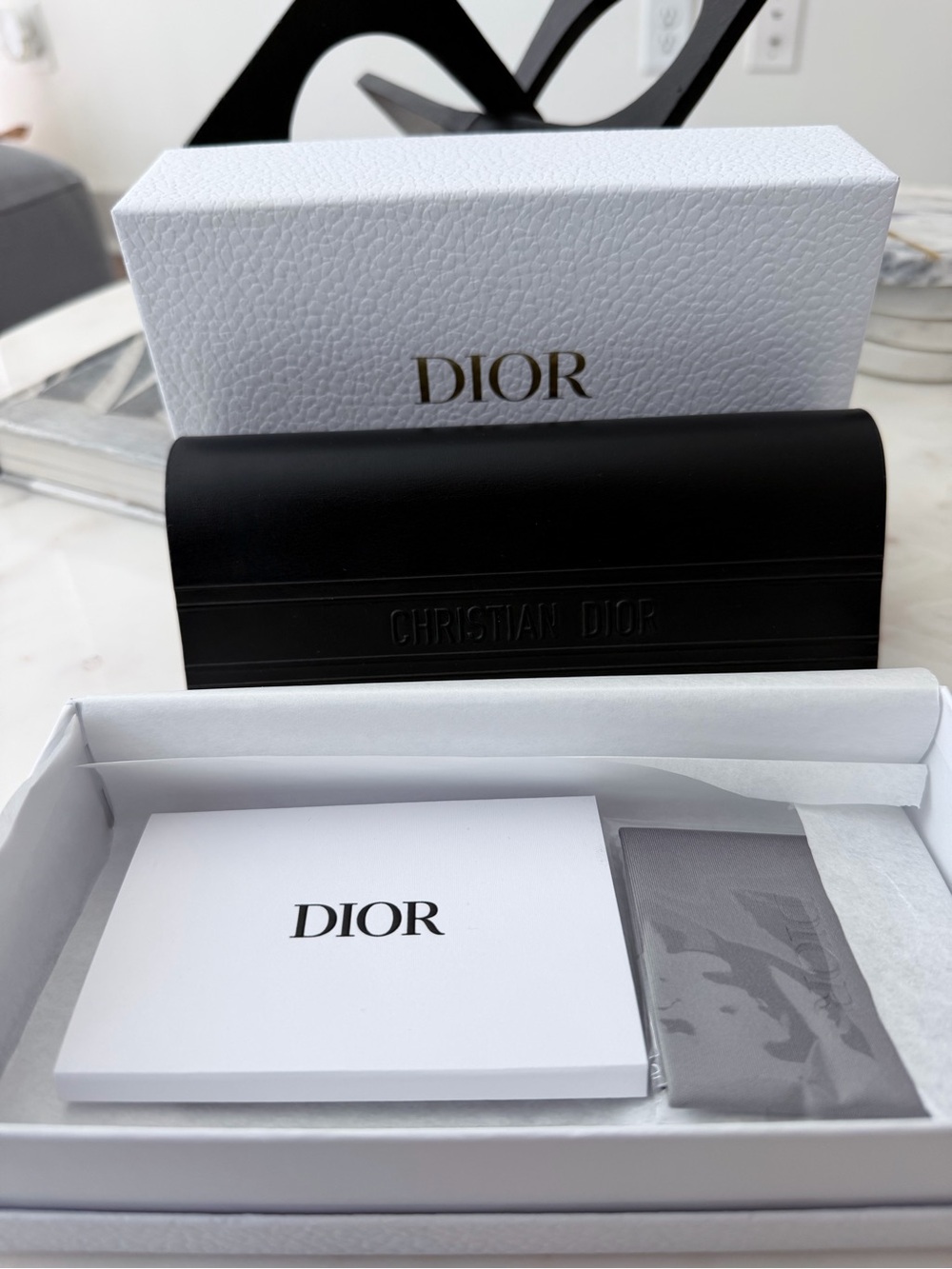 Dior Rimless Sunglasses with Pinkish-Purple Tinted Lenses and Gold Accents - Picture 4 of 4